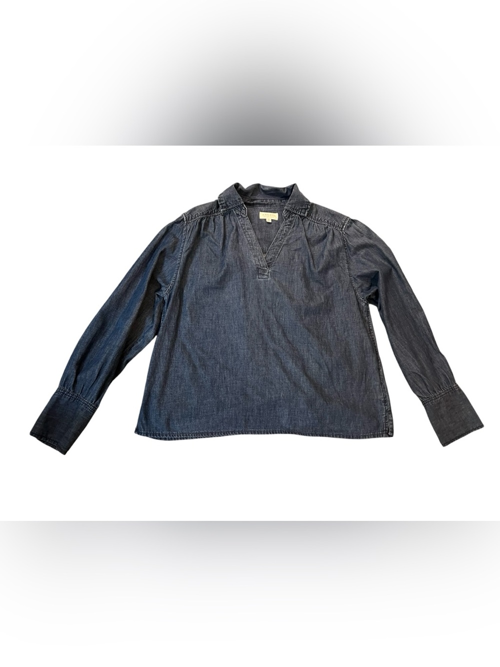 Angels Dark Denim V-Neck Long Sleeve Blouse